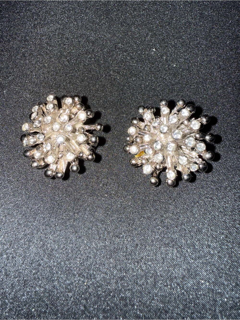 Crystal Burst Silver-Tone Clip-on Earrings